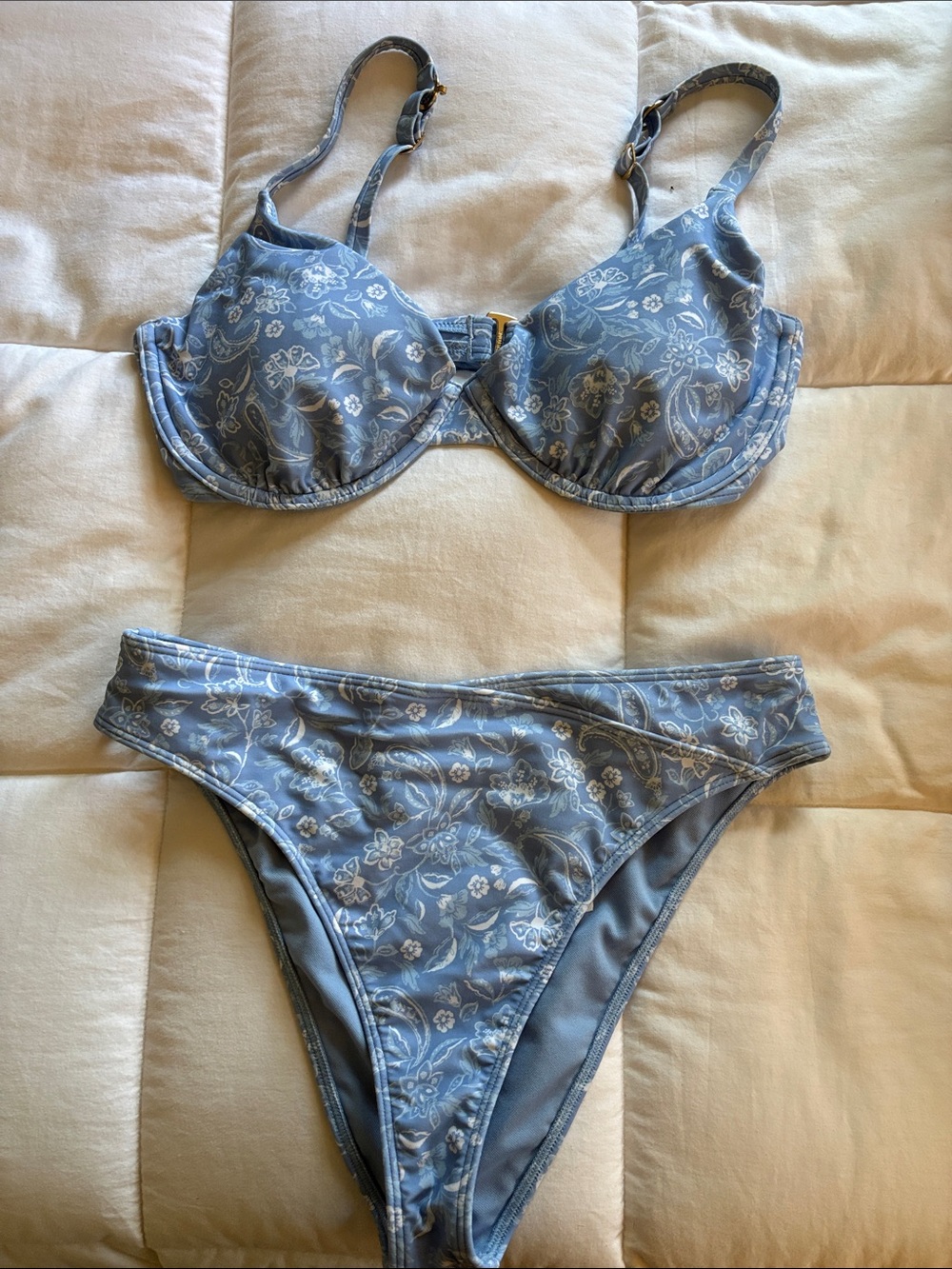 Hollister Light Blue Floral Underwire Bikini Set